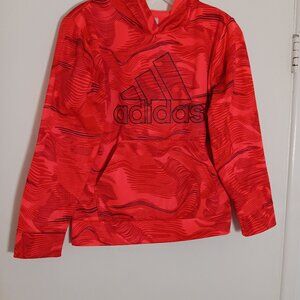 Adidas  Youth hooded  Red pullover  M 10/12 athletic logo sweatshirt